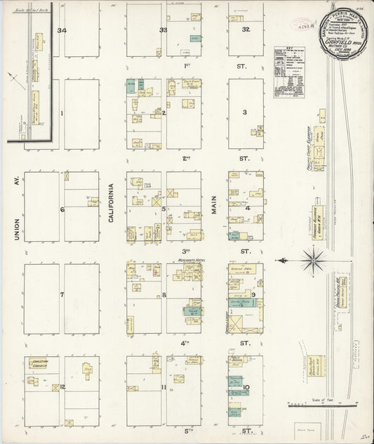 Sanborn Fire Insurance Map from Garfield, Whitman County, Washington (1890), Sheet #0001 - Historic Sanborn Fire Insurance Map Print, vintage old map wall art, antique decor, genealogy gift, Washington Washington map