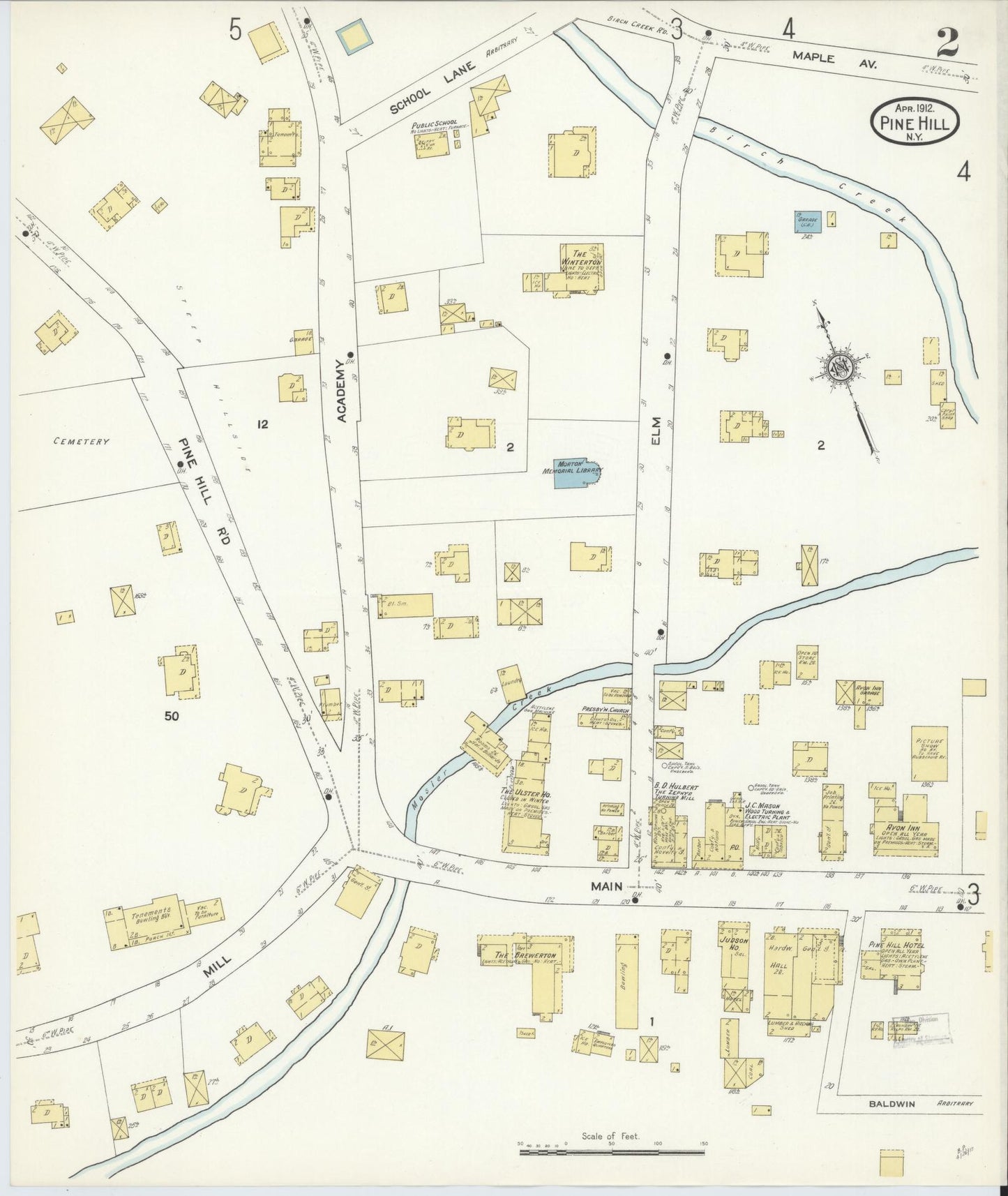Sanborn Fire Insurance Map from Pine Hill, Ulster County, New York. (1912), Sheet 2 – Historic Sanborn Fire Insurance Map Print
