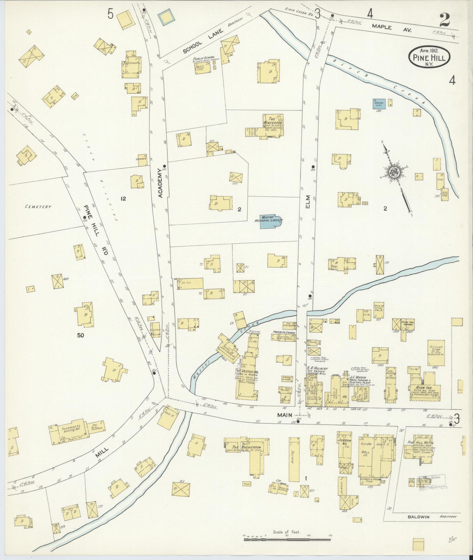 Sanborn Fire Insurance Map from Pine Hill, Ulster County, New York. (1912), Sheet 2 – Historic Sanborn Fire Insurance Map Print