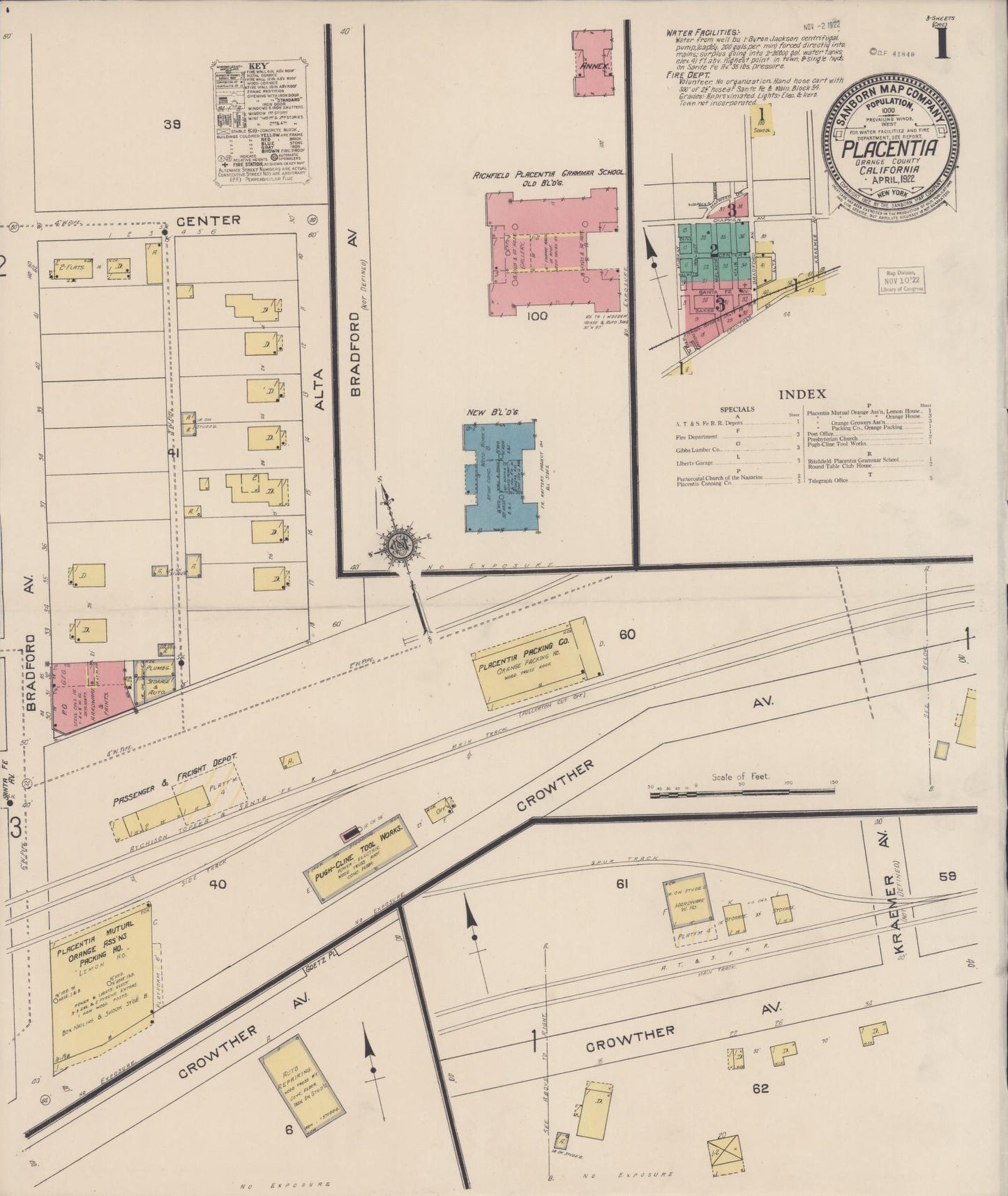 Sanborn Fire Insurance Map from Placentia, Orange County, California. (1922) – Historic Sanborn Fire Insurance Map Print
