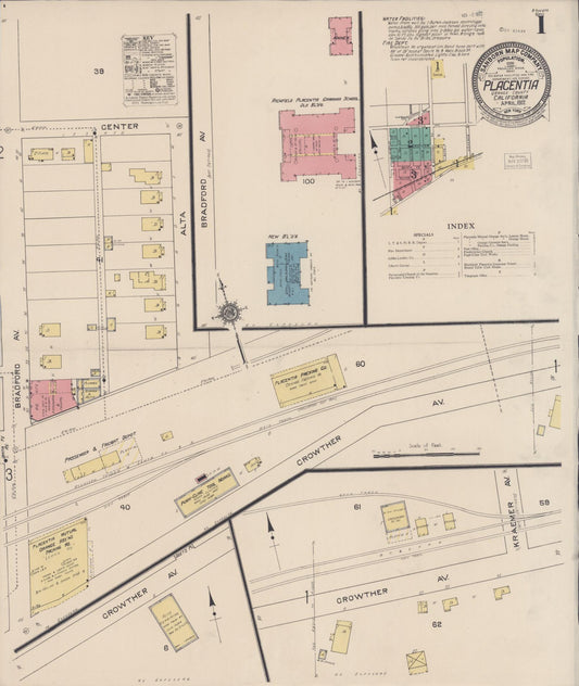 Sanborn Fire Insurance Map from Placentia, Orange County, California. (1922) – Historic Sanborn Fire Insurance Map Print
