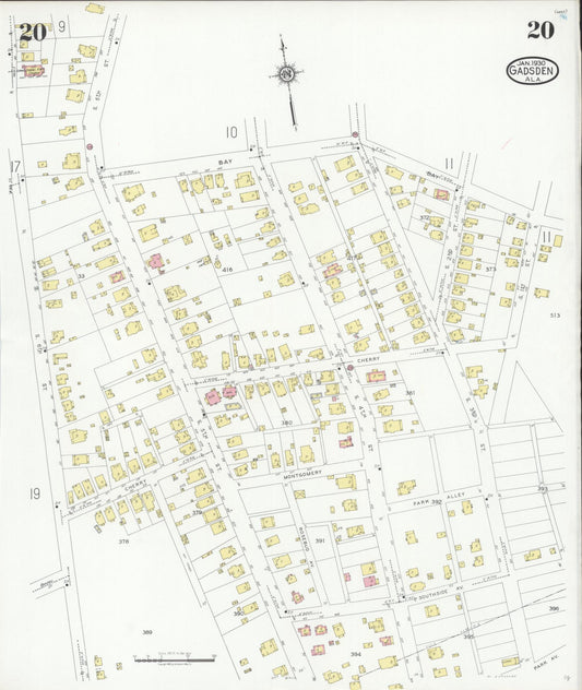 Sanborn Fire Insurance Map from Gadsden, Etowah County, Alabama (1930), Sheet #0020 - Historic Sanborn Fire Insurance Map Print, vintage old map wall art, antique decor, genealogy gift, Alabama Alabama map