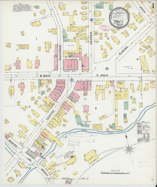 Sanborn Fire Insurance Map from Troy, Bradford County, Pennsylvania (1892), Sheet #0001 - Historic Sanborn Fire Insurance Map Print, vintage old map wall art, antique decor, genealogy gift, Pennsylvania Pennsylvania map
