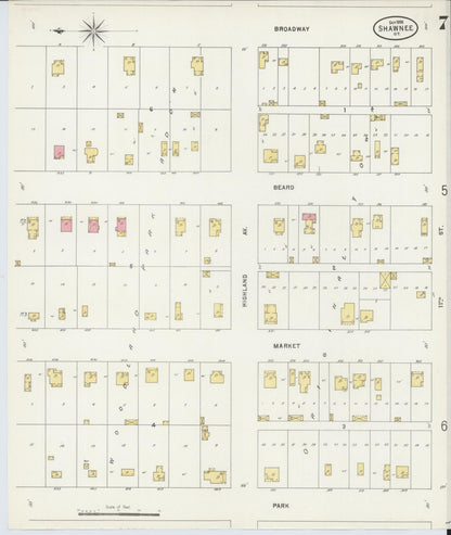 Sanborn Fire Insurance Map from Shawnee, Pottawatomie County, Oklahoma (1898), Sheet #0007 - Complete Map Set gallery image, historic Sanborn map, vintage wall art, Oklahoma Oklahoma