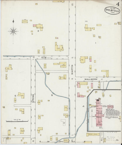 Sanborn Fire Insurance Map from Shelbyville, Bedford County, Tennessee (1887), Sheet #0004 - Complete Map Set gallery image, historic Sanborn map, vintage wall art, Tennessee Tennessee