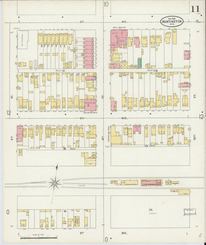 Sanborn Fire Insurance Map from Huntington, Cabell County, West Virginia (1898), Sheet #0011 - Complete Map Set gallery image, historic Sanborn map, vintage wall art, West Virginia West Virginia