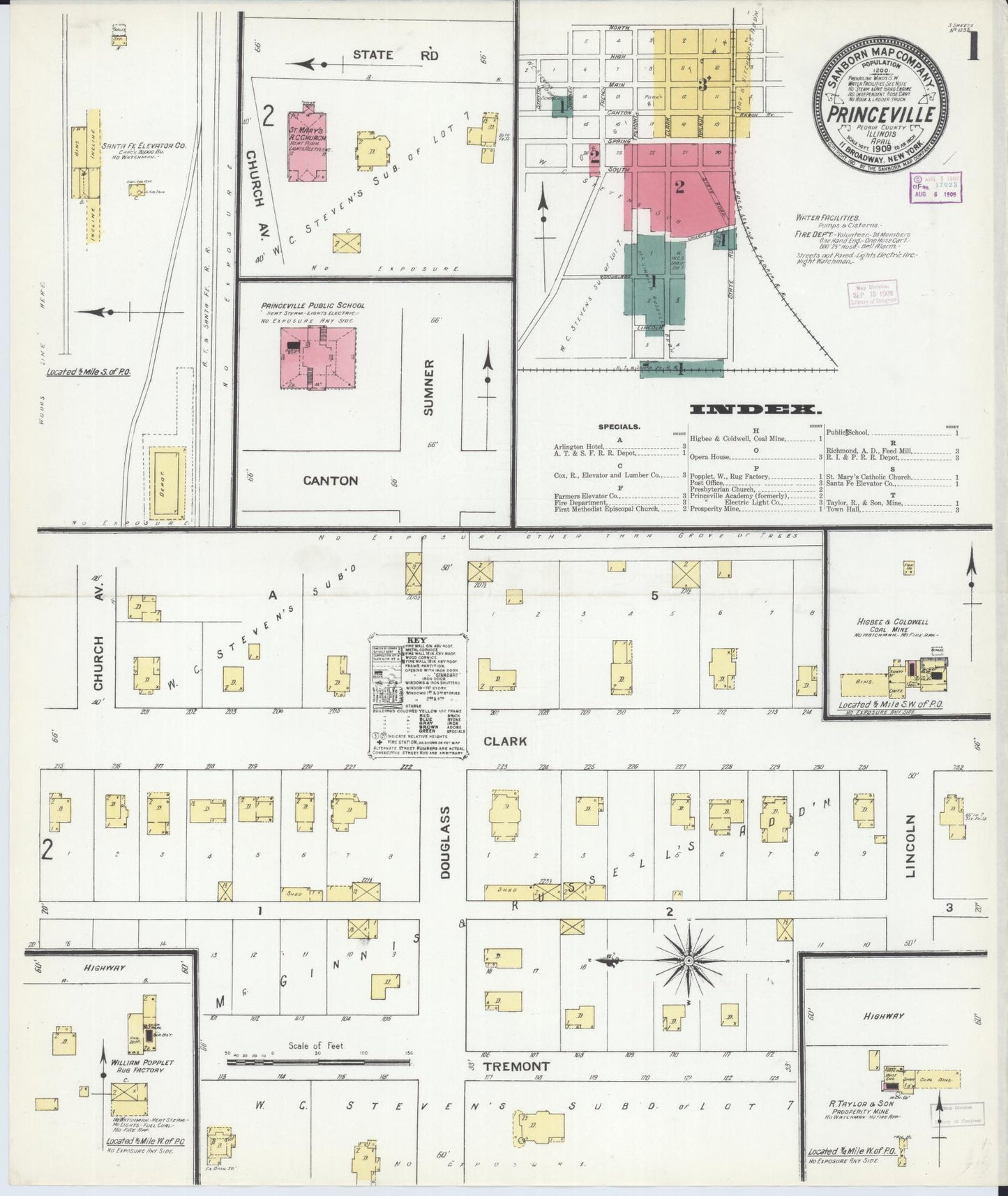 Sanborn Fire Insurance Map from Princeville, Peoria County, Illinois (1909), Sheet #0001 - Complete Map Set gallery image, historic Sanborn map, vintage wall art, Illinois Illinois