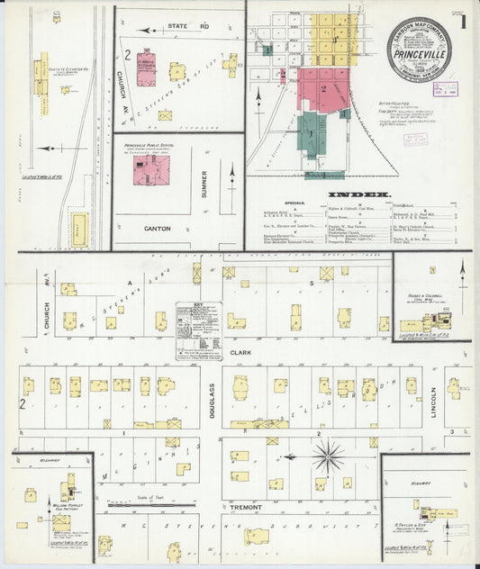 Sanborn Fire Insurance Map from Princeville, Peoria County, Illinois (1909), Sheet #0001 - Complete Map Set gallery image, historic Sanborn map, vintage wall art, Illinois Illinois