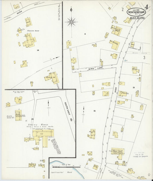 Sanborn Fire Insurance Map from New Shoreham, Newport County, Rhode Island (1909), Sheet #0004 - Historic Sanborn Fire Insurance Map Print, vintage old map wall art, antique decor, genealogy gift, Rhode Island Rhode Island map