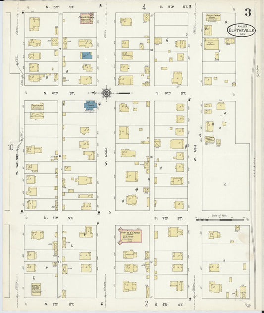 Sanborn Fire Insurance Map from Blytheville, Mississippi County, Arkansas (1913), Sheet #0003 - Historic Sanborn Fire Insurance Map Print, vintage old map wall art, antique decor, genealogy gift, Arkansas Arkansas map