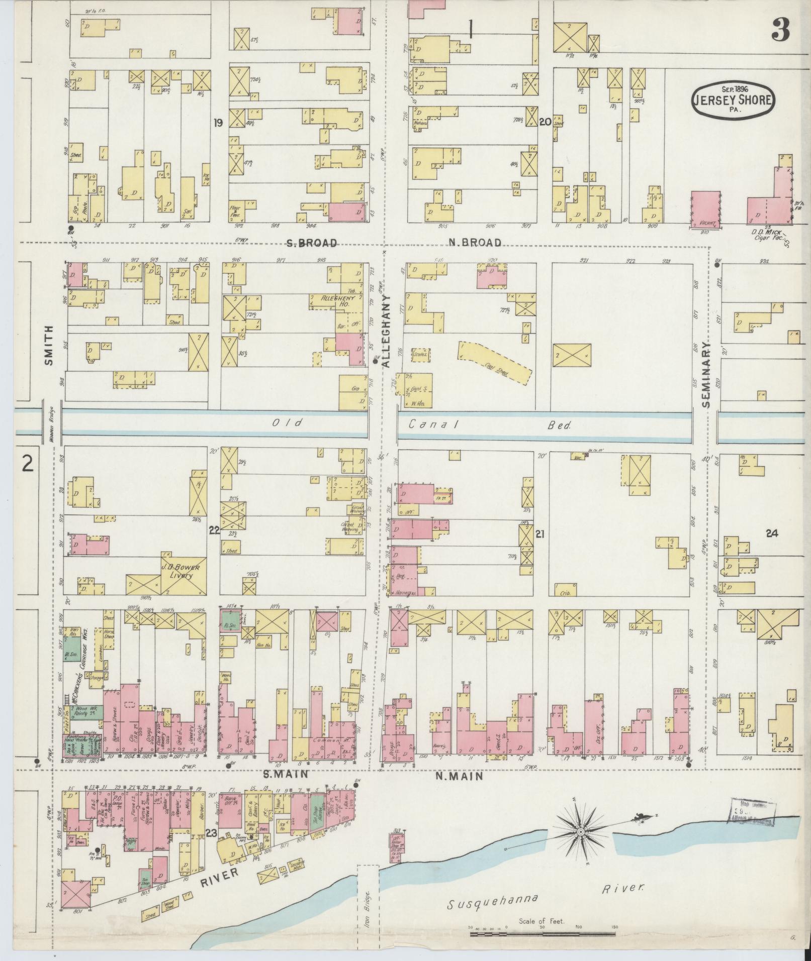 Sanborn Fire Insurance Map from Jersey Shore, Lycoming County, Pennsylvania (1896), Sheet #0003 - Complete Map Set gallery image, historic Sanborn map, vintage wall art, Pennsylvania Pennsylvania