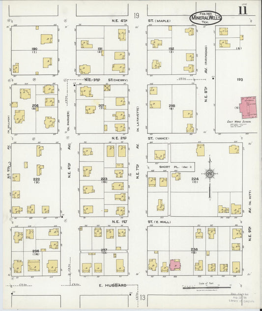 Sanborn Fire Insurance Map from Mineral Wells, Palo Pinto County, Texas (1921), Sheet #0011 - Historic Sanborn Fire Insurance Map Print, vintage old map wall art, antique decor, genealogy gift, Texas Texas map