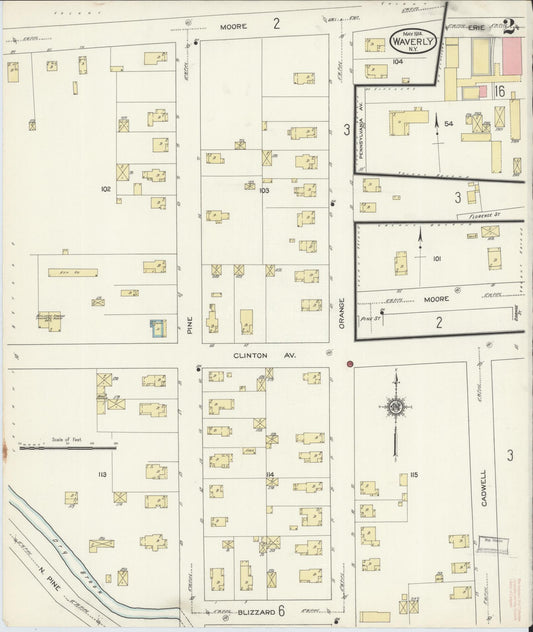 Sanborn Fire Insurance Map from Waverly, Tioga County, New York (1914), Sheet #0002 - Historic Sanborn Fire Insurance Map Print, vintage old map wall art, antique decor, genealogy gift, New York New York map