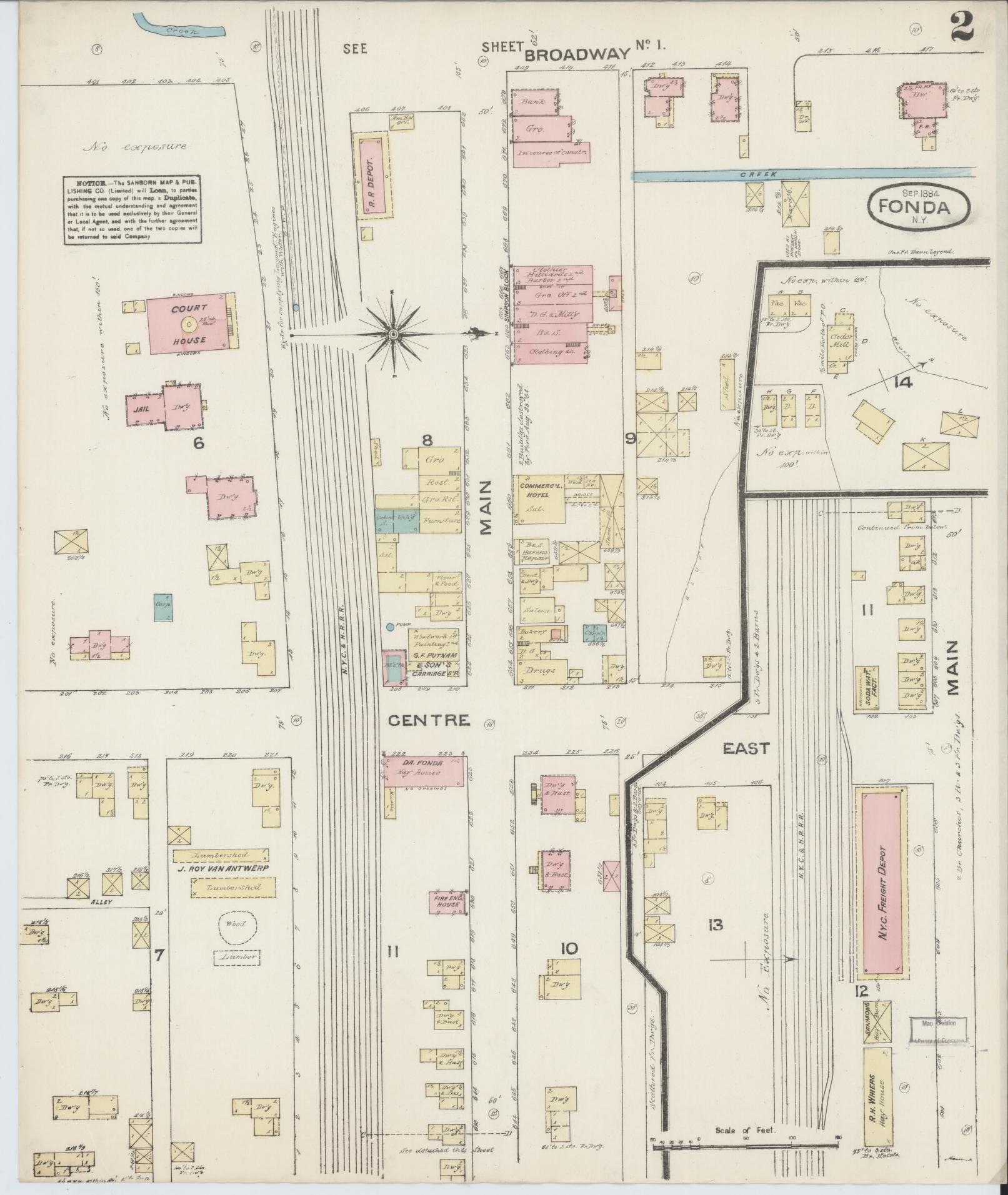 Sanborn Fire Insurance Map from Fonda, Montgomery County, New York (1884), Sheet #0002 - Complete Map Set gallery image, historic Sanborn map, vintage wall art, New York New York
