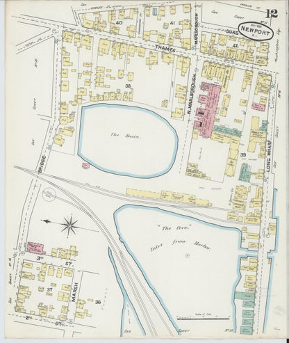 Sanborn Fire Insurance Map from Newport, Newport County, Rhode Island (1891), Sheet #0012 - Complete Map Set gallery image, historic Sanborn map, vintage wall art, Rhode Island Rhode Island