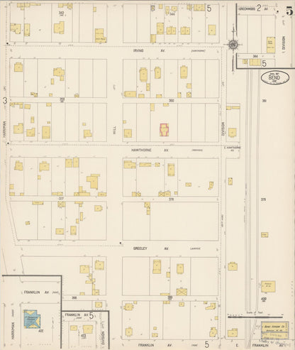 Sanborn Fire Insurance Map from Bend, Deschutes County, Oregon (1917), Sheet #0005 - Complete Map Set gallery image, historic Sanborn map, vintage wall art, Oregon Oregon