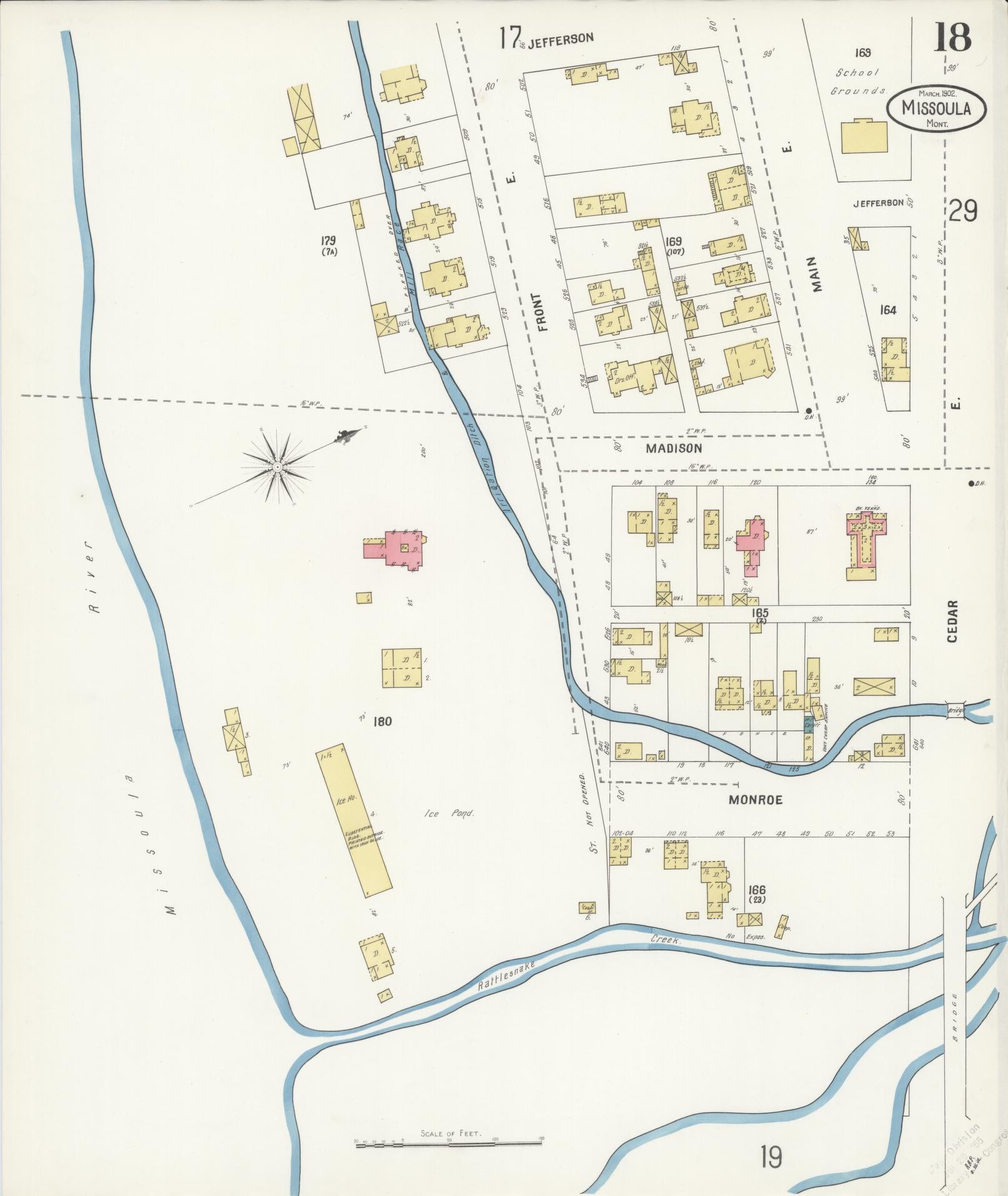 Sanborn Fire Insurance Map from Missoula, Missoula County, Montana (1902), Sheet #0018 - Historic Sanborn Fire Insurance Map Print, vintage old map wall art, antique decor, genealogy gift, Montana Montana map