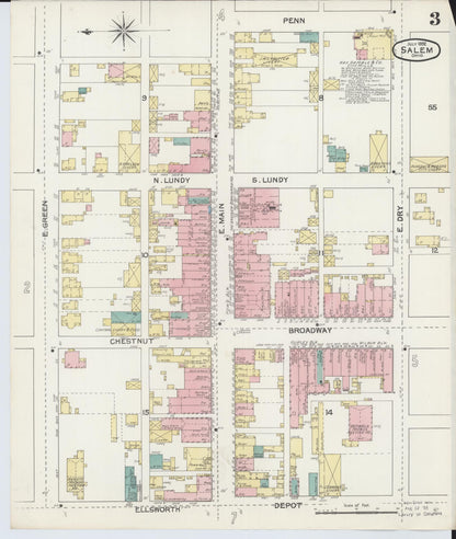 Sanborn Fire Insurance Map from Salem, Columbiana County, Ohio (1892), Sheet #0003 - Historic Sanborn Fire Insurance Map Print, vintage old map wall art, antique decor, genealogy gift, Ohio Ohio map