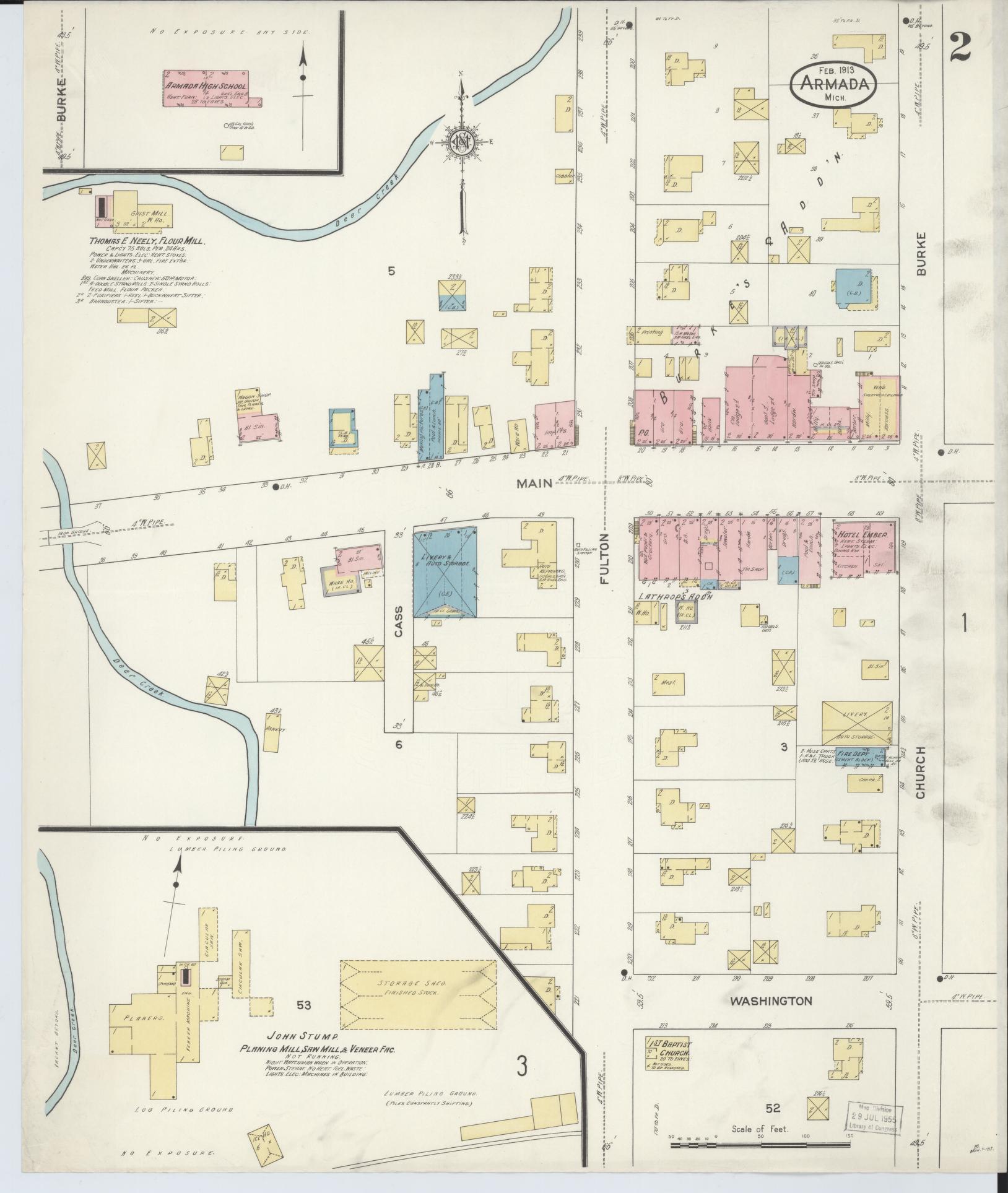 Sanborn Fire Insurance Map from Armada, Macomb County, Michigan (1913), Sheet #0002 - Historic Sanborn Fire Insurance Map Print, vintage old map wall art, antique decor, genealogy gift, Michigan Michigan map