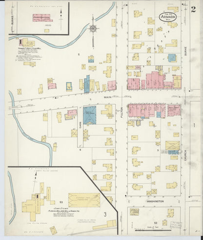 Sanborn Fire Insurance Map from Armada, Macomb County, Michigan (1913), Sheet #0002 - Historic Sanborn Fire Insurance Map Print, vintage old map wall art, antique decor, genealogy gift, Michigan Michigan map