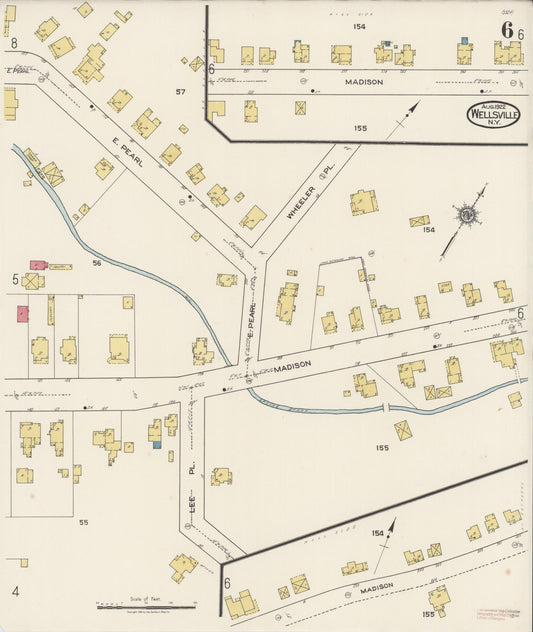 Sanborn Fire Insurance Map from Wellsville, Allegany County, New York (1922), Sheet #0006 - Historic Sanborn Fire Insurance Map Print, vintage old map wall art, antique decor, genealogy gift, New York New York map
