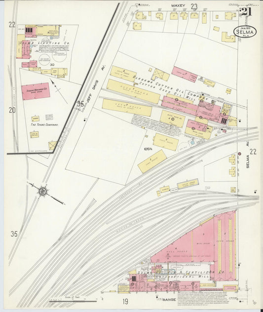 Sanborn Fire Insurance Map from Selma, Dallas County, Alabama (1913), Sheet #0021 - Historic Sanborn Fire Insurance Map Print, vintage old map wall art, antique decor, genealogy gift, Alabama Alabama map