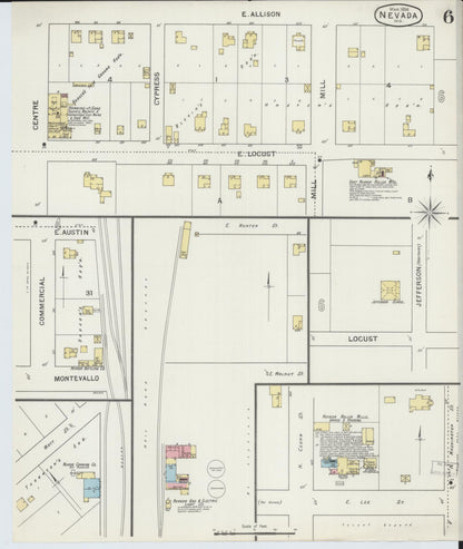 Sanborn Fire Insurance Map from Nevada, Vernon County, Missouri (1894), Sheet #0006 - Historic Sanborn Fire Insurance Map Print, vintage old map wall art, antique decor, genealogy gift, Missouri Missouri map
