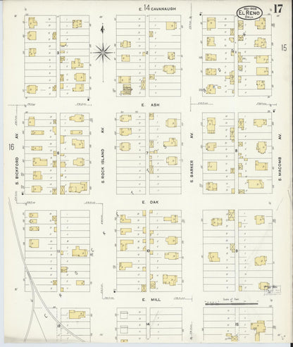 Sanborn Fire Insurance Map from El Reno, Canadian County, Oklahoma (1908), Sheet #0017 - Complete Map Set gallery image, historic Sanborn map, vintage wall art, Oklahoma Oklahoma