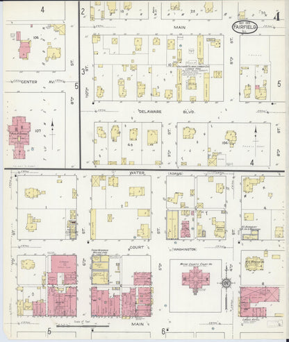 Sanborn Fire Insurance Map from Fairfield, Wayne County, Illinois (1913), Sheet #0004 - Historic Sanborn Fire Insurance Map Print, vintage old map wall art, antique decor, genealogy gift, Illinois Illinois map