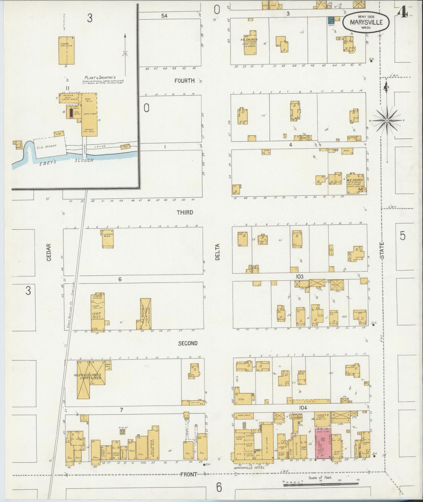 Sanborn Fire Insurance Map from Marysville, Snohomish County, Washington (1906), Sheet #0004 - Complete Map Set gallery image, historic Sanborn map, vintage wall art, Washington Washington