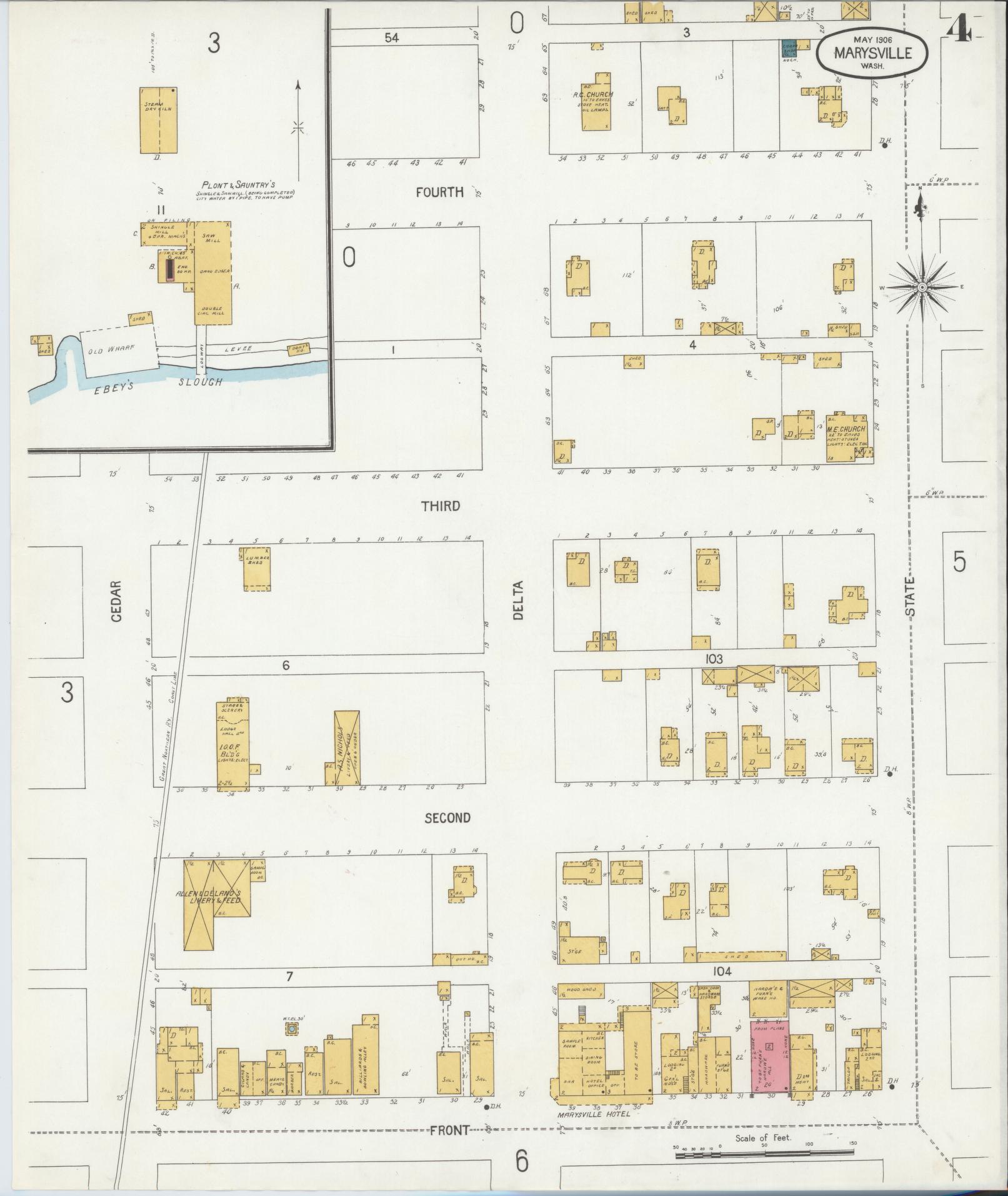 Sanborn Fire Insurance Map from Marysville, Snohomish County, Washington (1906), Sheet #0004 - Complete Map Set gallery image, historic Sanborn map, vintage wall art, Washington Washington