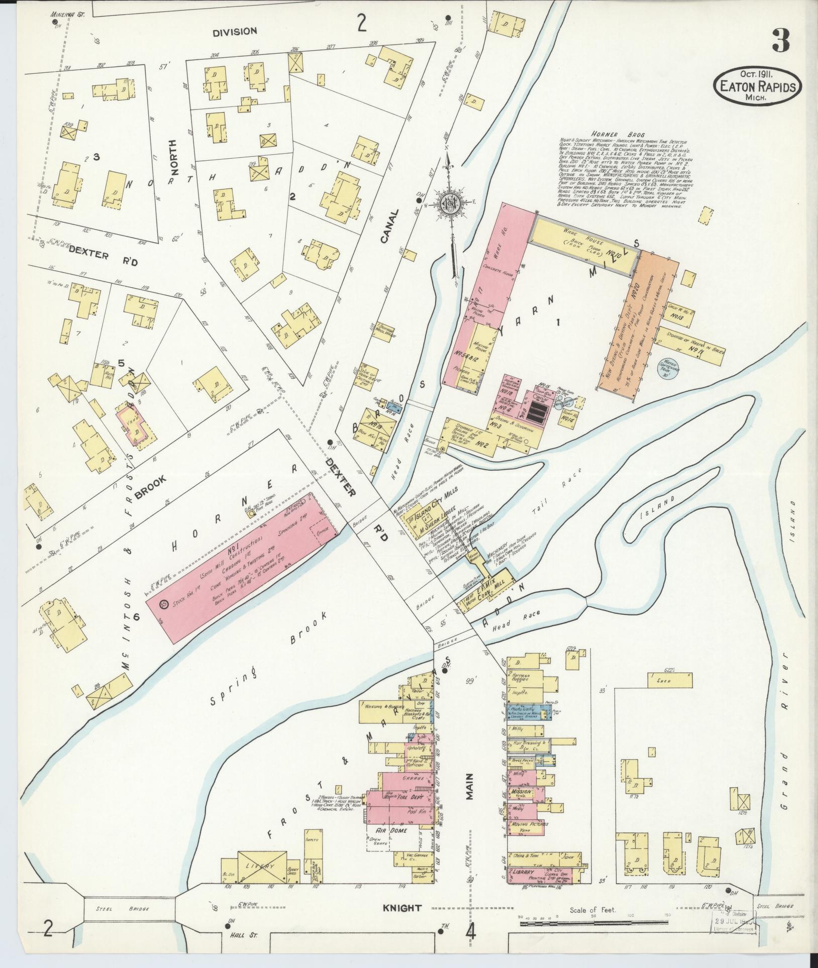 Sanborn Fire Insurance Map from Eaton Rapids, Eaton County, Michigan (1911), Sheet #0003 - Complete Map Set gallery image, historic Sanborn map, vintage wall art, Michigan Michigan