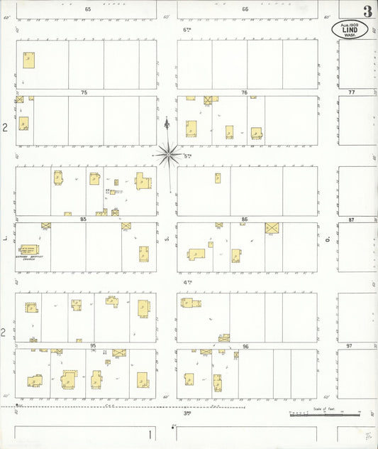 Sanborn Fire Insurance Map from Lind, Adams County, Washington (1909), Sheet #0003 - Historic Sanborn Fire Insurance Map Print, vintage old map wall art, antique decor, genealogy gift, Washington Washington map