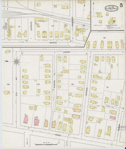 Sanborn Fire Insurance Map from Glens Falls, Warren County, New York (1895), Sheet #0005 - Complete Map Set gallery image, historic Sanborn map, vintage wall art, New York New York