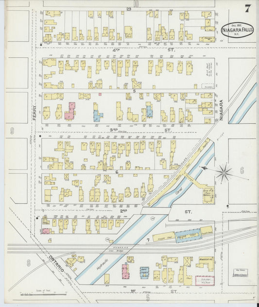 Sanborn Fire Insurance Map from Niagara Falls, Niagara County, New York (1892), Sheet #0007 - Historic Sanborn Fire Insurance Map Print, vintage old map wall art, antique decor, genealogy gift, New York New York map