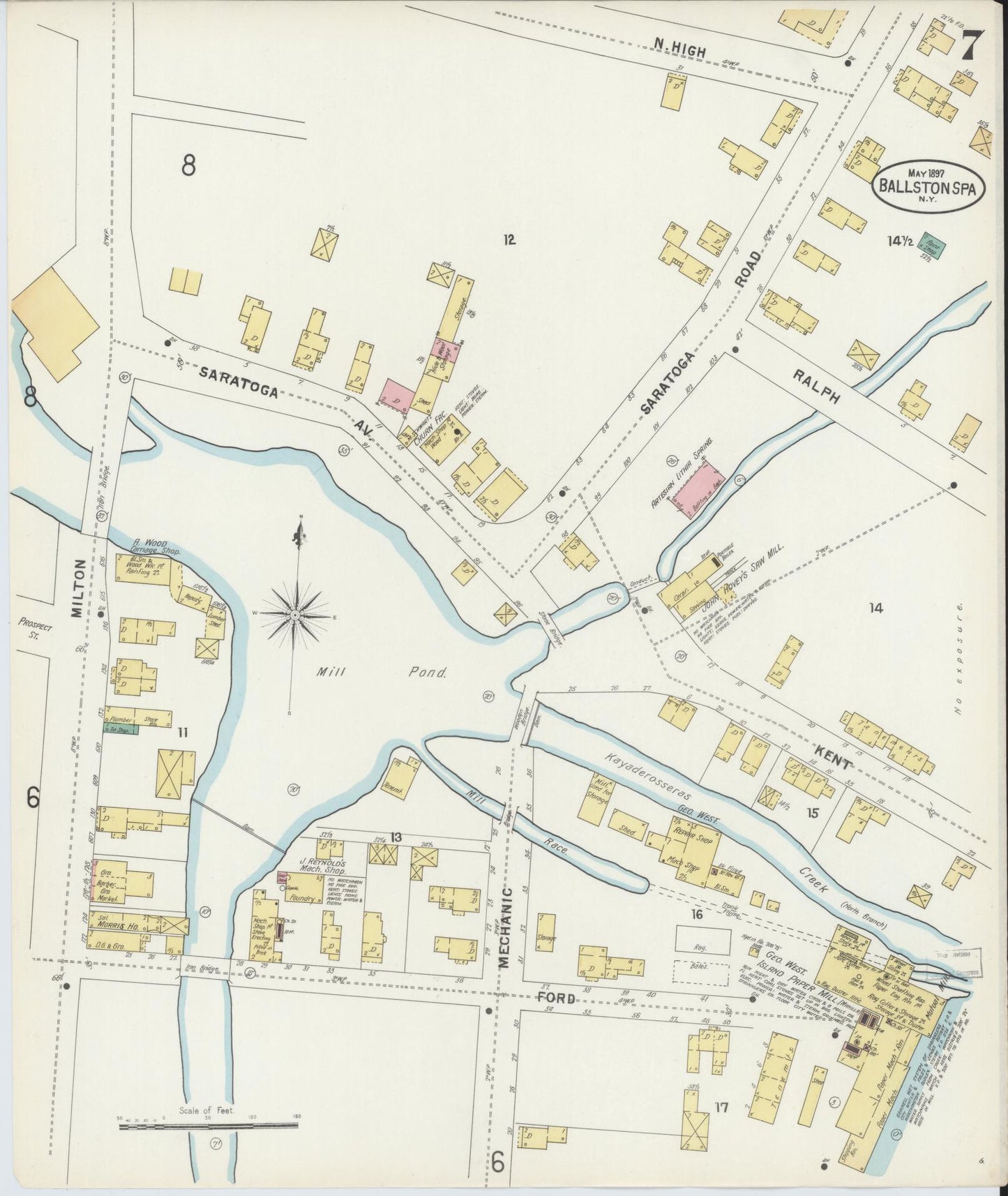 Sanborn Fire Insurance Map from Ballston Spa, Saratoga County, New York (1897), Sheet #0007 - Complete Map Set gallery image, historic Sanborn map, vintage wall art, New York New York
