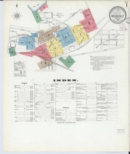Sanborn Fire Insurance Map from Negaunee, Marquette County, Michigan (1902), Sheet #0001 - Complete Map Set gallery image, historic Sanborn map, vintage wall art, Michigan Michigan