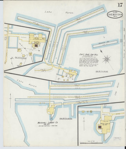 Sanborn Fire Insurance Map from Cheboygan, Cheboygan County, Michigan (1895), Sheet #0017 - Complete Map Set gallery image, historic Sanborn map, vintage wall art, Michigan Michigan