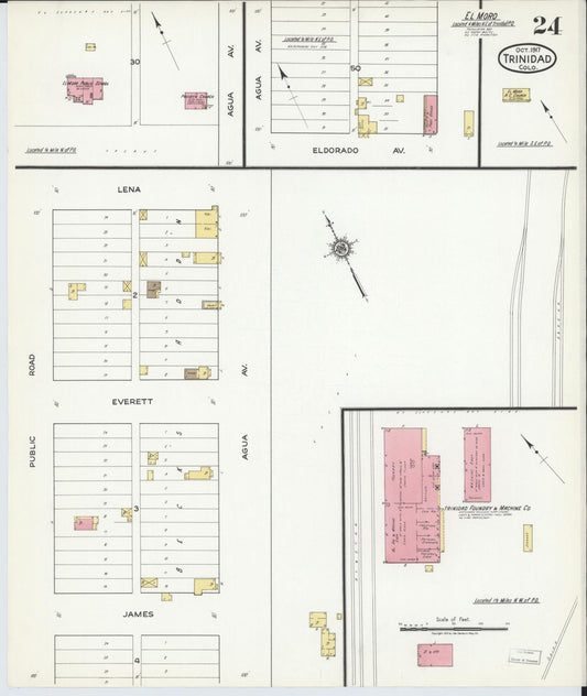 Sanborn Fire Insurance Map from Trinidad, Las Animas County, Colorado (1917), Sheet #0024 - Historic Sanborn Fire Insurance Map Print, vintage old map wall art, antique decor, genealogy gift, Colorado Colorado map