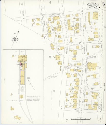 Sanborn Fire Insurance Map from Park City, Summit County, Utah (1907), Sheet #0005 - Complete Map Set gallery image, historic Sanborn map, vintage wall art, Utah Utah