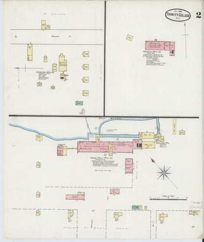 Sanborn Fire Insurance Map from Trinity College, Randolph County, North Carolina (1888), Sheet #0002 - Complete Map Set gallery image, historic Sanborn map, vintage wall art, North Carolina North Carolina