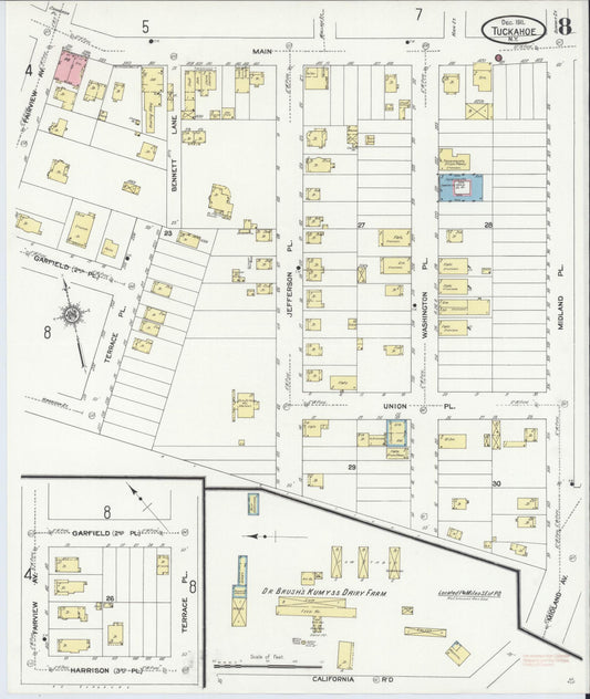 Sanborn Fire Insurance Map from Tuckahoe, Westchester County, New York (1911), Sheet #0008 - Historic Sanborn Fire Insurance Map Print, vintage old map wall art, antique decor, genealogy gift, New York New York map