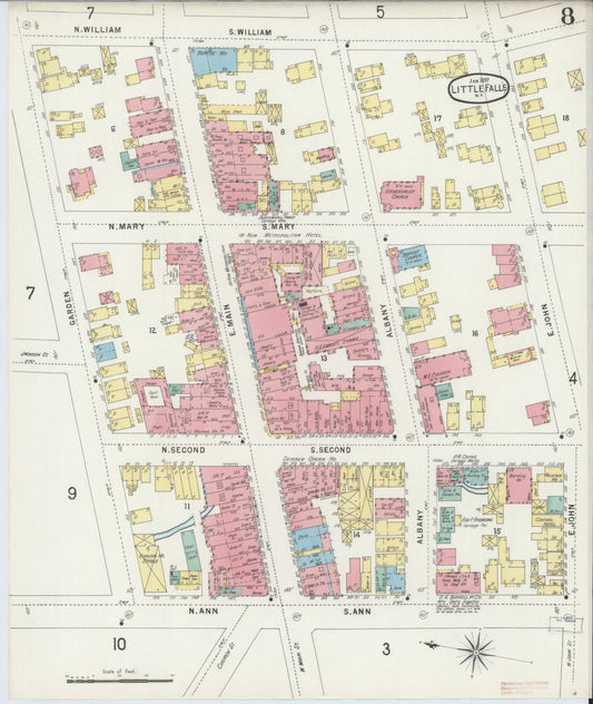 Sanborn Fire Insurance Map from Little Falls, Herkimer County, New York (1897), Sheet #0008 - Historic Sanborn Fire Insurance Map Print, vintage old map wall art, antique decor, genealogy gift, New York New York map