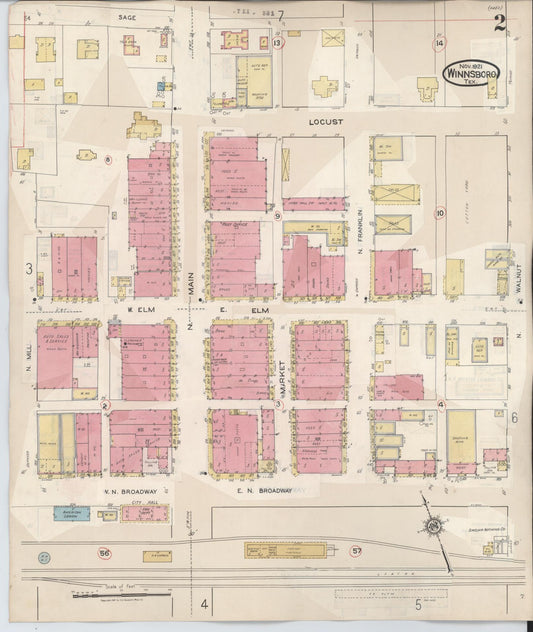 Sanborn Fire Insurance Map from Winnsboro, Wood County, Texas (1943), Sheet #0002 - Historic Sanborn Fire Insurance Map Print, vintage old map wall art, antique decor, genealogy gift, Texas Texas map
