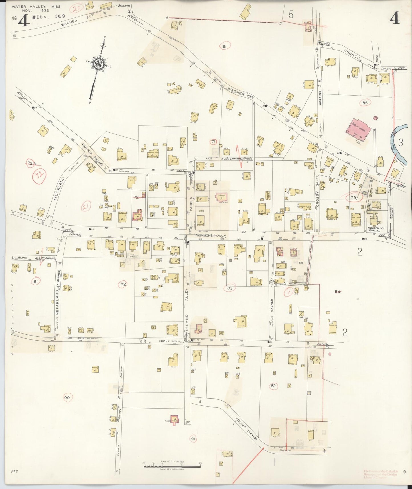 Sanborn Fire Insurance Map from Water Valley, Yalobusha County, Mississippi (1940), Sheet #0004 - Complete Map Set gallery image, historic Sanborn map, vintage wall art, Mississippi Mississippi