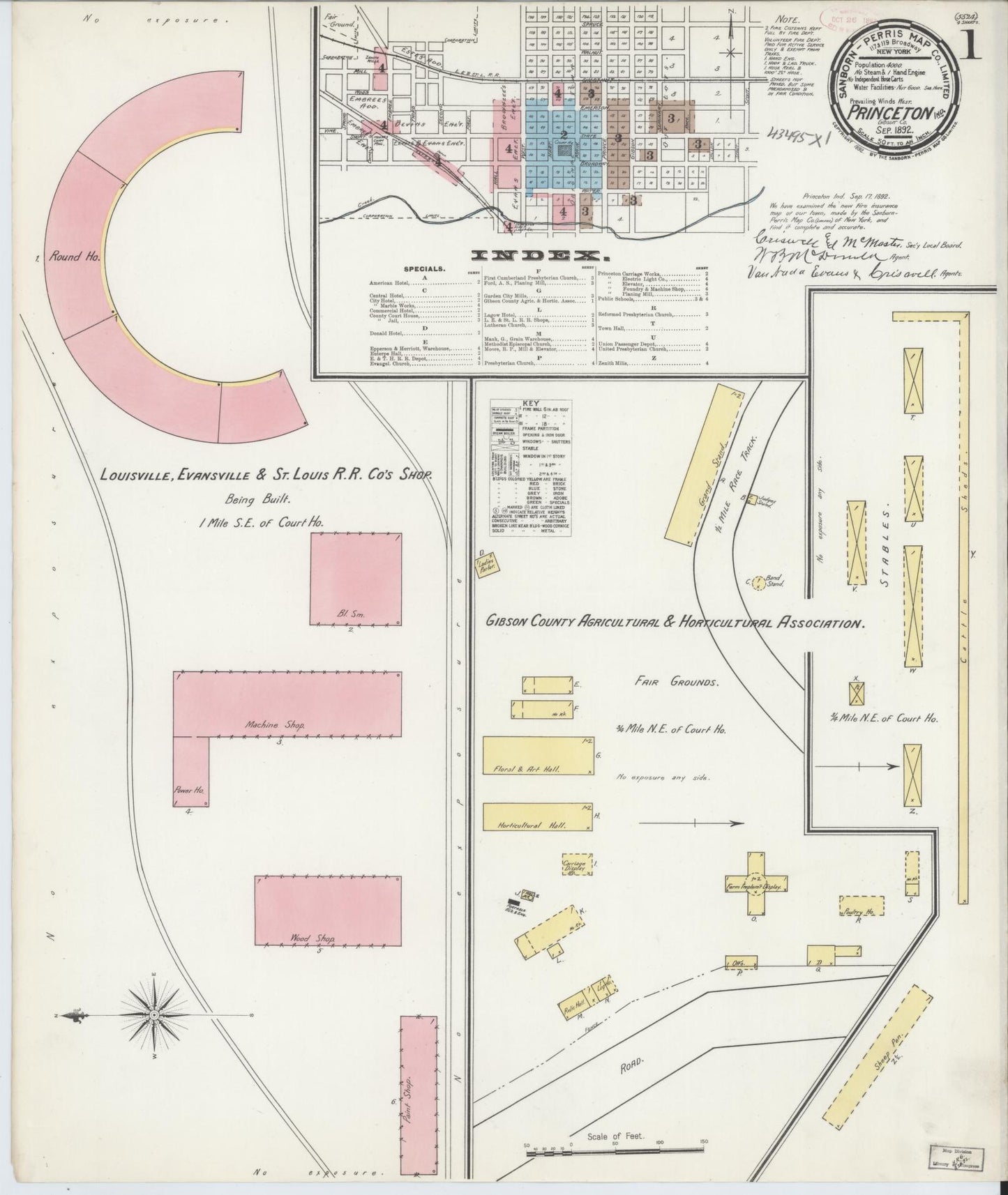 Sanborn Fire Insurance Map from Princeton, Gibson County, Indiana (1892), Sheet #0001 - Complete Map Set gallery image, historic Sanborn map, vintage wall art, Indiana Indiana