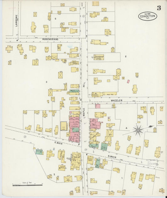 Sanborn Fire Insurance Map from Cohocton, Steuben County, New York (1898), Sheet #0003 - Historic Sanborn Fire Insurance Map Print, vintage old map wall art, antique decor, genealogy gift, New York New York map
