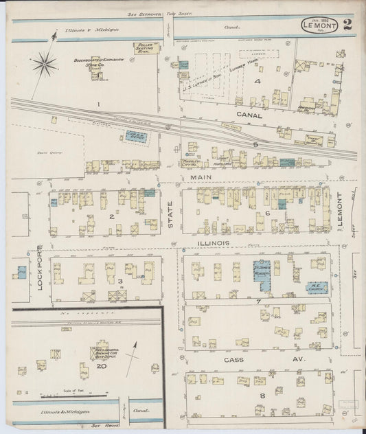 Sanborn Fire Insurance Map from Lemont, Cook County, Illinois (1886), Sheet #0002 - Historic Sanborn Fire Insurance Map Print, vintage old map wall art, antique decor, genealogy gift, Illinois Illinois map