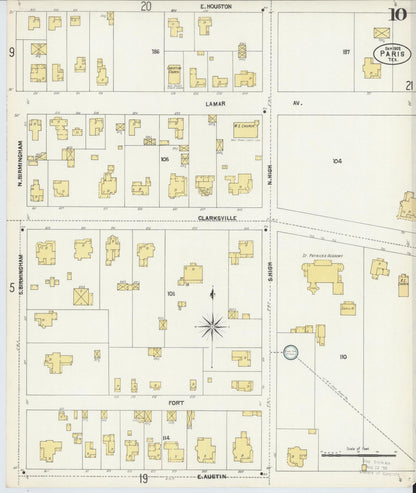 Sanborn Fire Insurance Map from Paris, Lamar County, Texas (1902), Sheet #0010 - Complete Map Set gallery image, historic Sanborn map, vintage wall art, Texas Texas