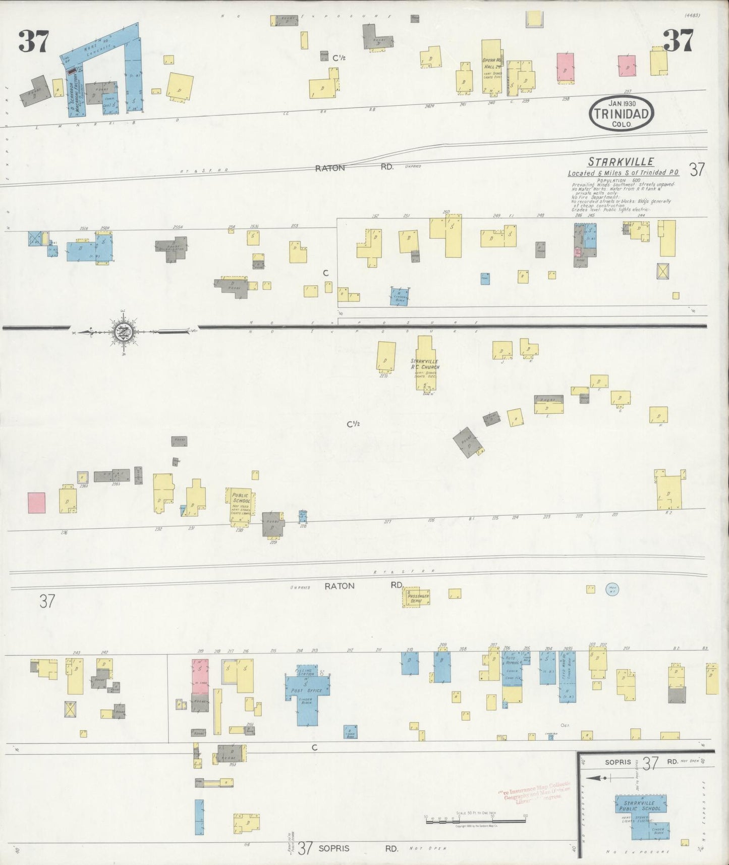 Sanborn Fire Insurance Map from Trinidad, Las Animas County, Colorado (1930), Sheet #0037 - Historic Sanborn Fire Insurance Map Print, vintage old map wall art, antique decor, genealogy gift, Colorado Colorado map